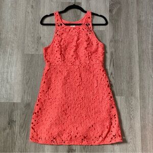 Hollister Coral Floral Lace Dress